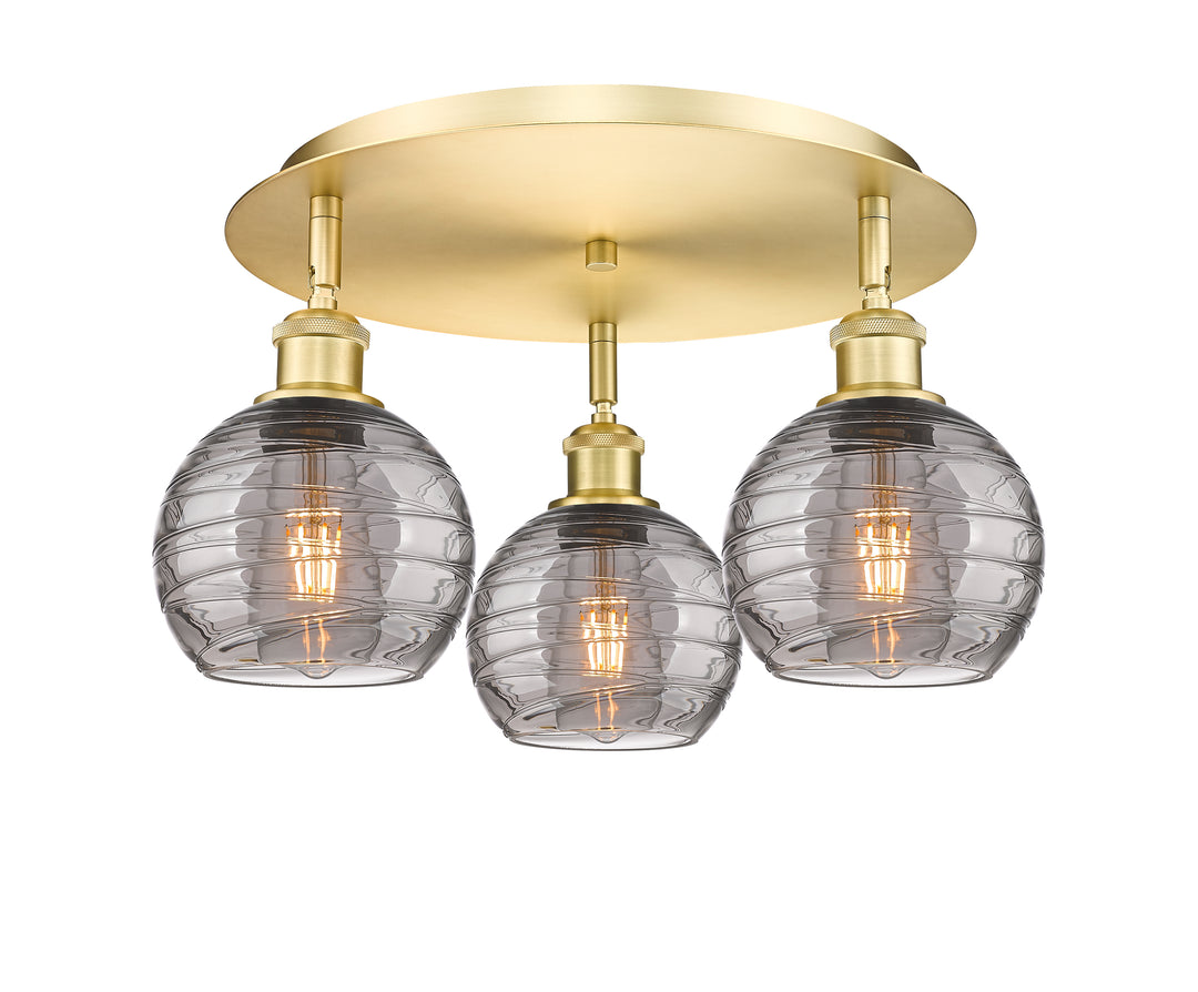 Innovations Lighting Athens Deco Swirl 6" Flush Mount Ceiling Flush Mounts Innovations Lighting Satin Gold Light Smoke Deco Swirl ; Glass Type: Smoked 