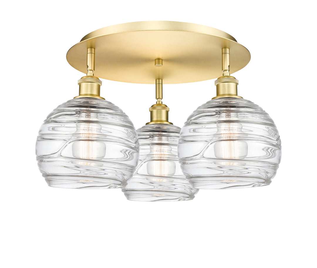 Innovations Lighting Athens Deco Swirl 8" Flush Mount Ceiling Flush Mounts Innovations Lighting Satin Gold Clear Deco Swirl ; Glass Type: Cleat 