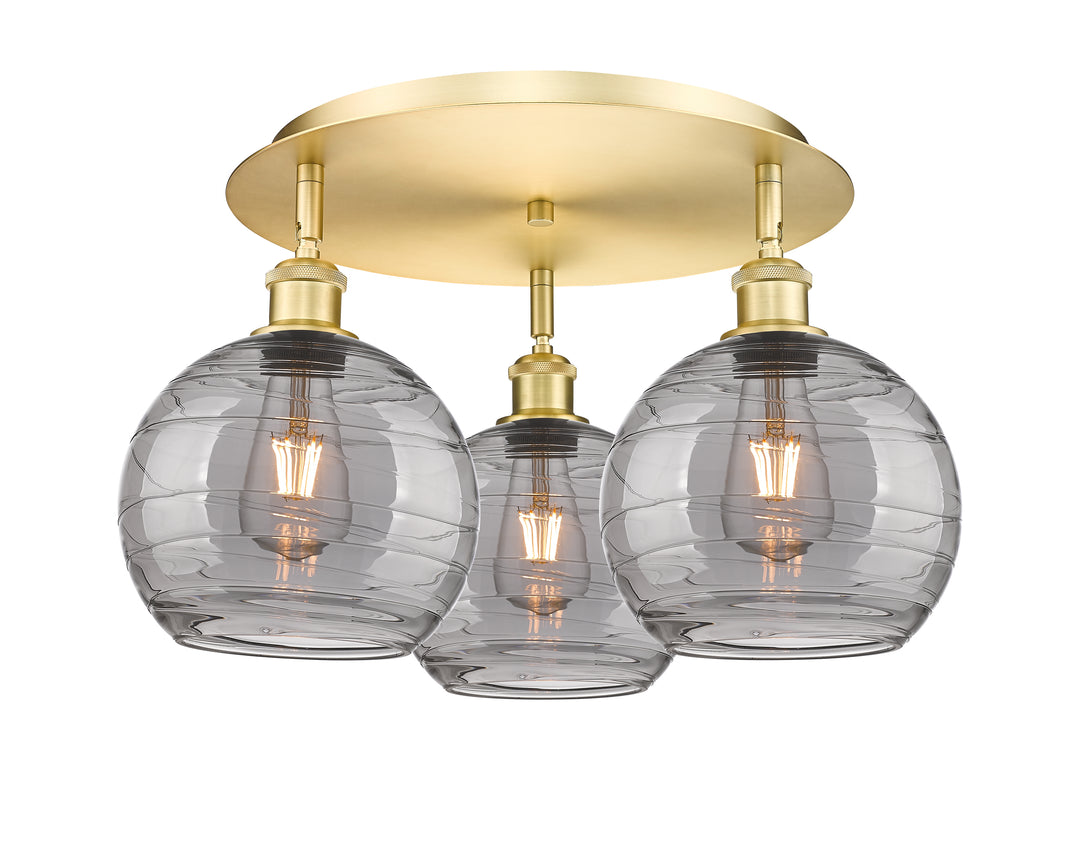 Innovations Lighting Athens Deco Swirl 8" Flush Mount Ceiling Flush Mounts Innovations Lighting Satin Gold Light Smoke Deco Swirl ; Glass Type: Smoked 