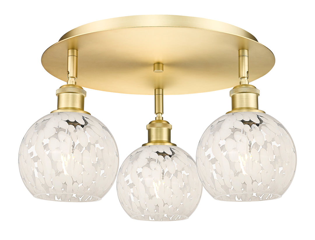 Innovations Lighting White Mouchette 6" Flush Mount - Satin Gold Ceiling Flush Mounts Innovations Lighting White Mouchette ; Glass Type: White  