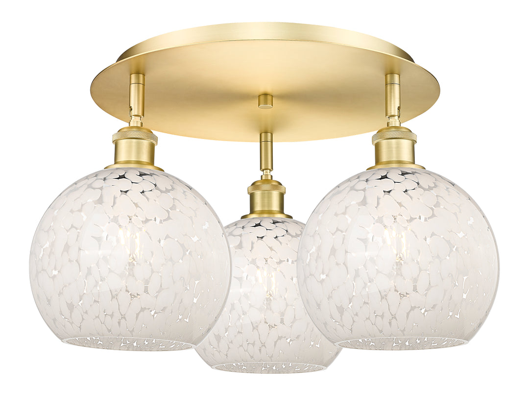 Innovations Lighting White Mouchette 8" Flush Mount - Satin Gold Ceiling Flush Mounts Innovations Lighting White Mouchette ; Glass Type: White  