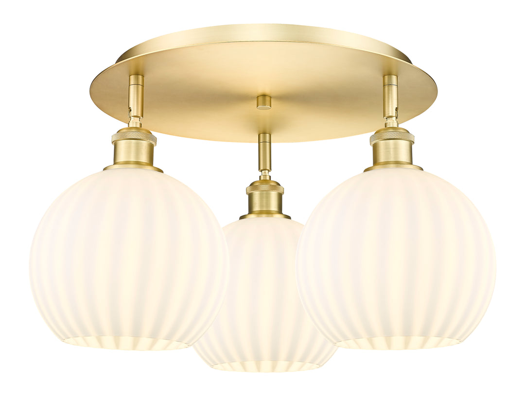 Innovations Lighting White Venetian 8" Flush Mount - Satin Gold