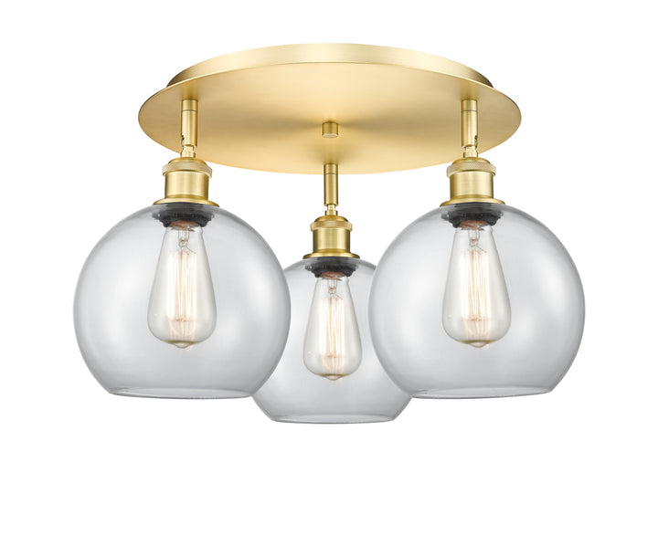 Innovations Lighting Athens 8" Flush Mount Ceiling Flush Mounts Innovations Lighting Satin Gold Clear ; Glass Type: Clear 