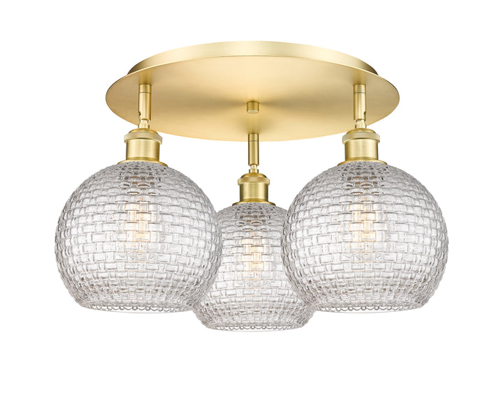 Innovations Lighting Athens 8" Flush Mount Ceiling Flush Mounts Innovations Lighting Satin Gold Clear Basket Weave ; Glass Type: Clear Basket Weave 