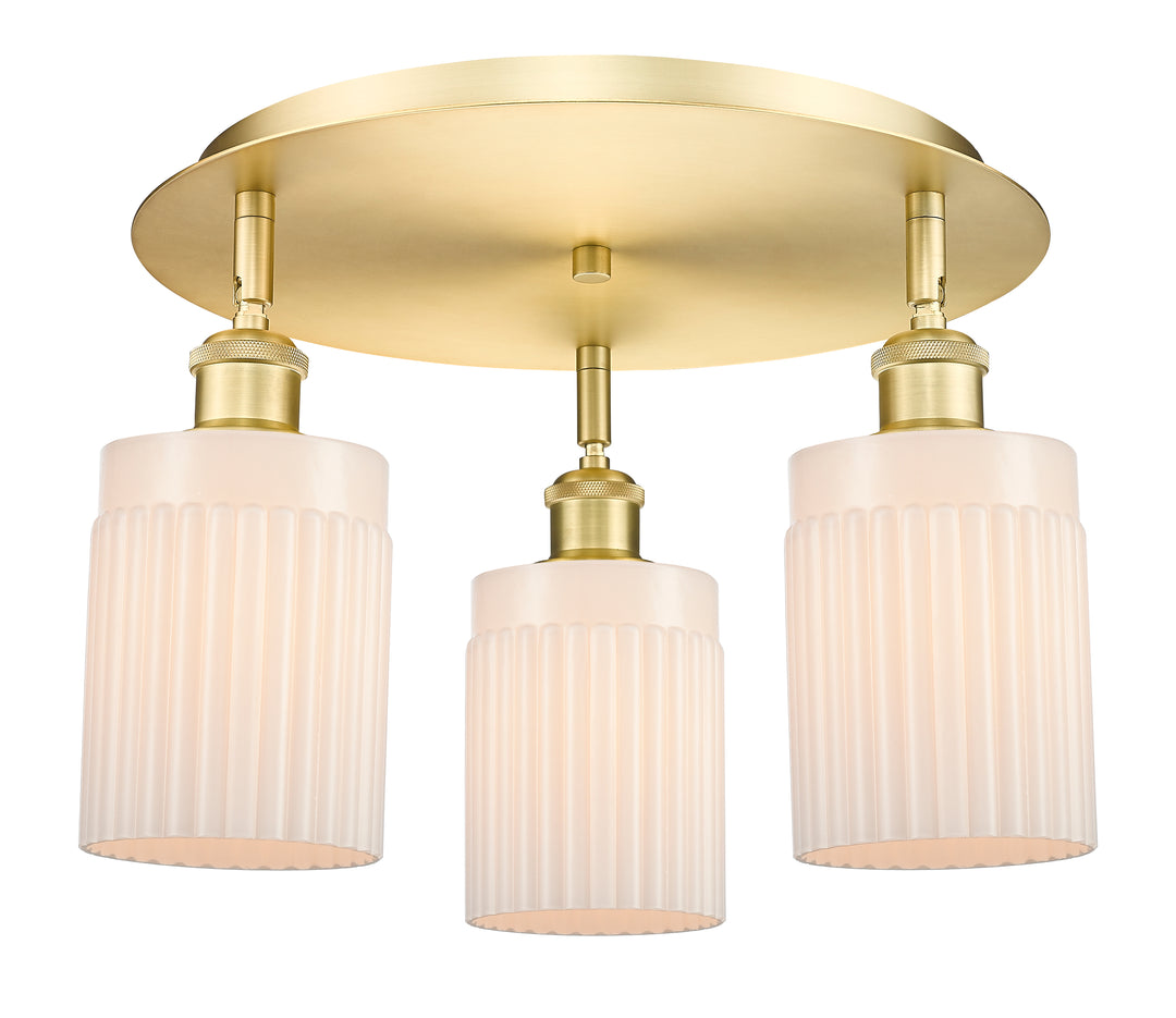 Innovations Lighting Hadley 5" Flush Mount - Satin Gold Ceiling Flush Mounts Innovations Lighting Matte White ; Glass Type: White; Ribbed  