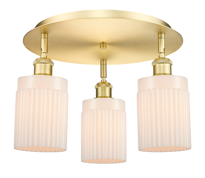 Innovations Lighting Hadley 5" Flush Mount - Satin Gold Ceiling Flush Mounts Innovations Lighting Matte White ; Glass Type: White; Ribbed  