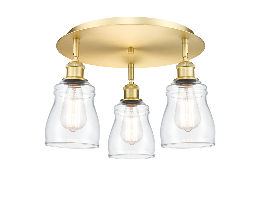 Innovations Lighting Ellery 5" Flush Mount - Satin Gold Ceiling Flush Mounts Innovations Lighting Clear ; Glass Type: Clear  