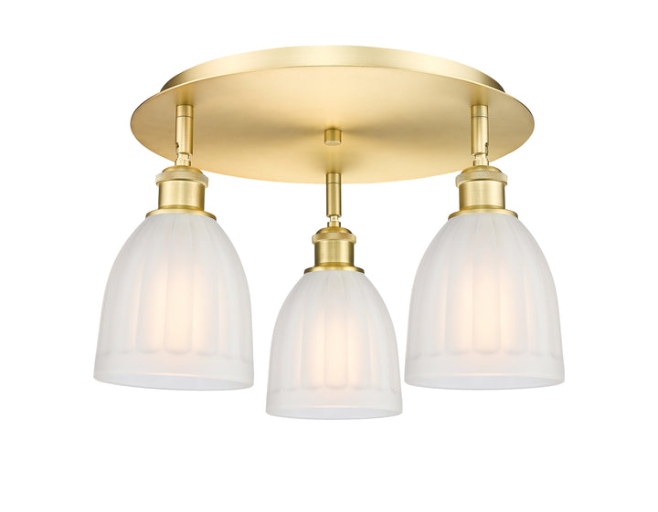 Innovations Lighting Brookfield 6" Flush Mount Ceiling Flush Mounts Innovations Lighting Satin Gold White ; Glass Type: Frosted; Ribbed 