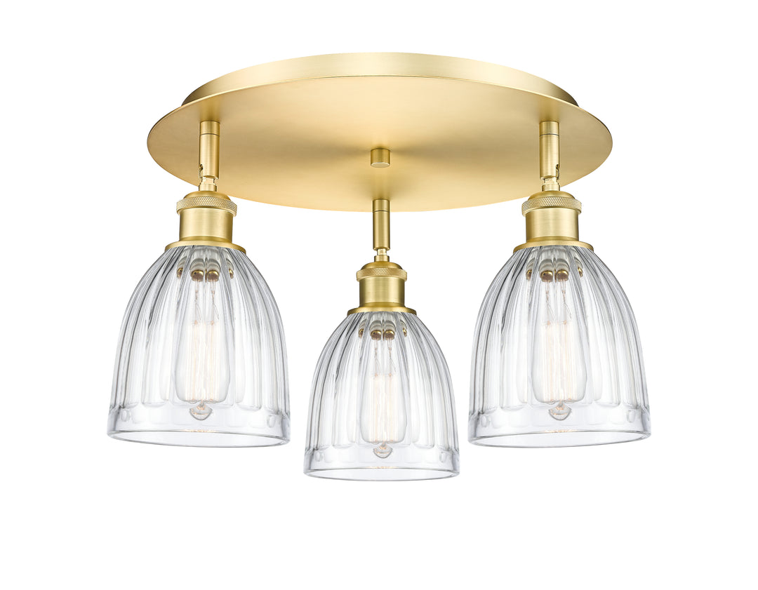 Innovations Lighting Brookfield 6" Flush Mount Ceiling Flush Mounts Innovations Lighting Satin Gold Clear ; Glass Type: Transparent; Ribbed 