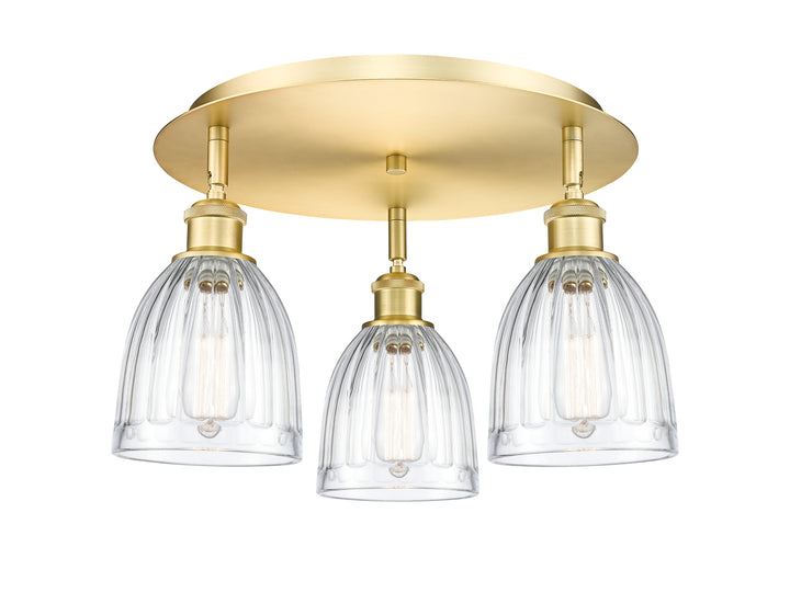 Innovations Lighting Brookfield 6" Flush Mount Ceiling Flush Mounts Innovations Lighting Satin Gold Clear ; Glass Type: Transparent; Ribbed 