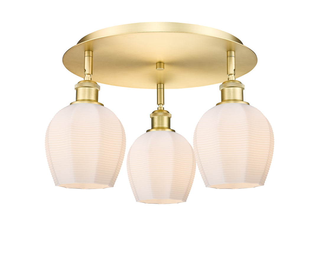 Innovations Lighting Norfolk 6" Flush Mount - Satin Gold Ceiling Flush Mounts Innovations Lighting Matte White ; Glass Type: Frosted  