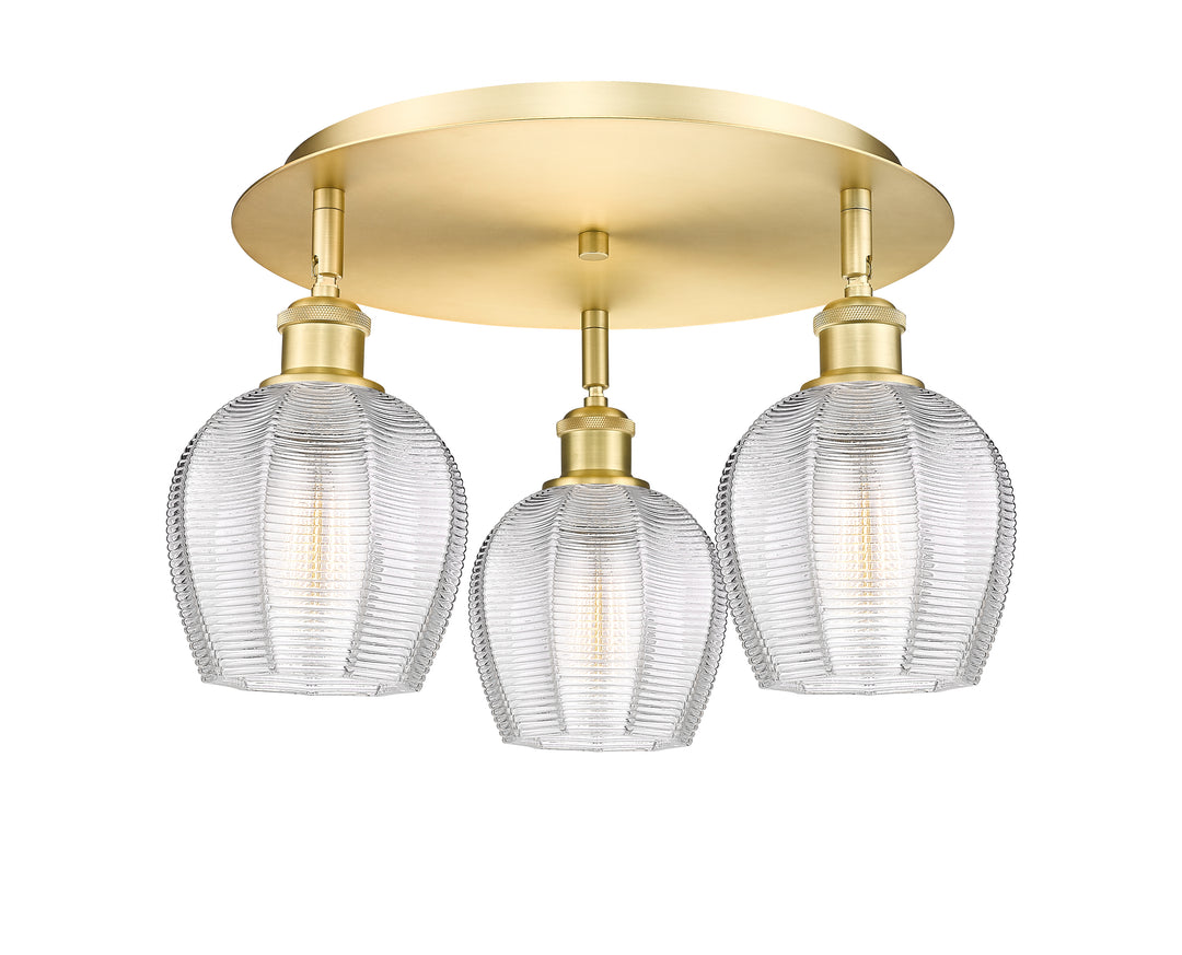 Innovations Lighting Norfolk 6" Flush Mount - Satin Gold Ceiling Flush Mounts Innovations Lighting Clear ; Glass Type: Clear  