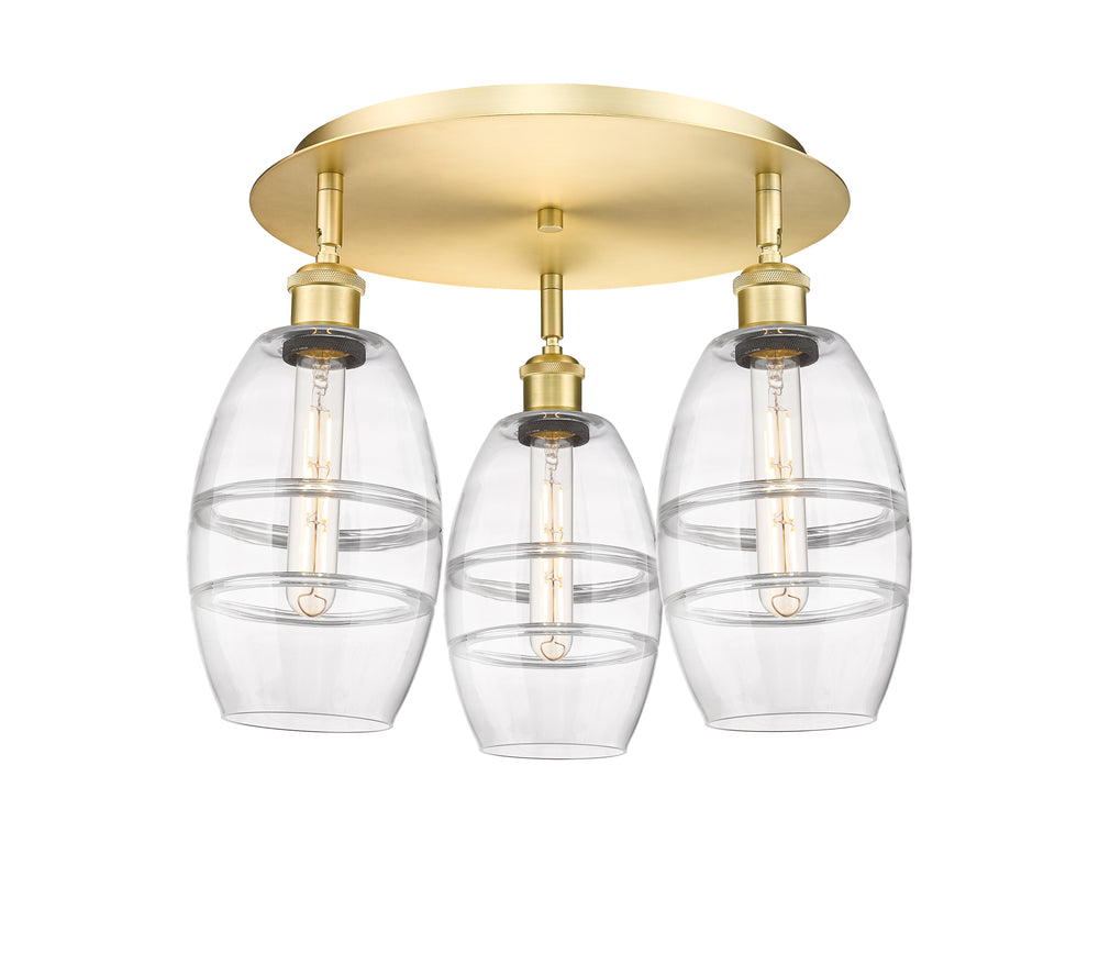 Innovations Lighting Vaz 6" Flush Mount - Satin Gold Ceiling Flush Mounts Innovations Lighting Clear ; Glass Type: Clear  