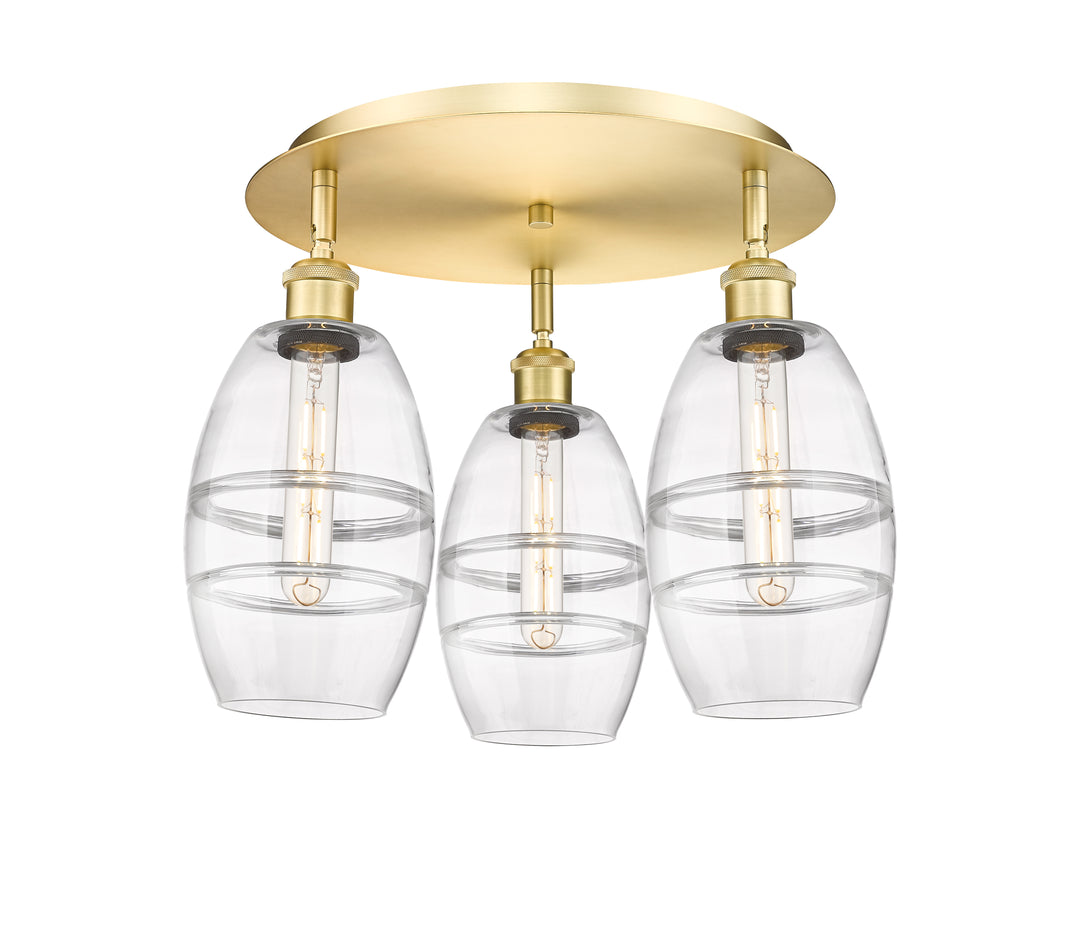 Innovations Lighting Vaz 6" Flush Mount - Satin Gold Ceiling Flush Mounts Innovations Lighting Clear ; Glass Type: Clear  