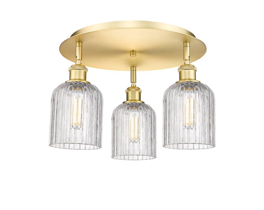 Innovations Lighting Bridal Veil 5" Flush Mount Ceiling Flush Mounts Innovations Lighting Satin Gold Clear ; Glass Type: Clear; Ribbed 