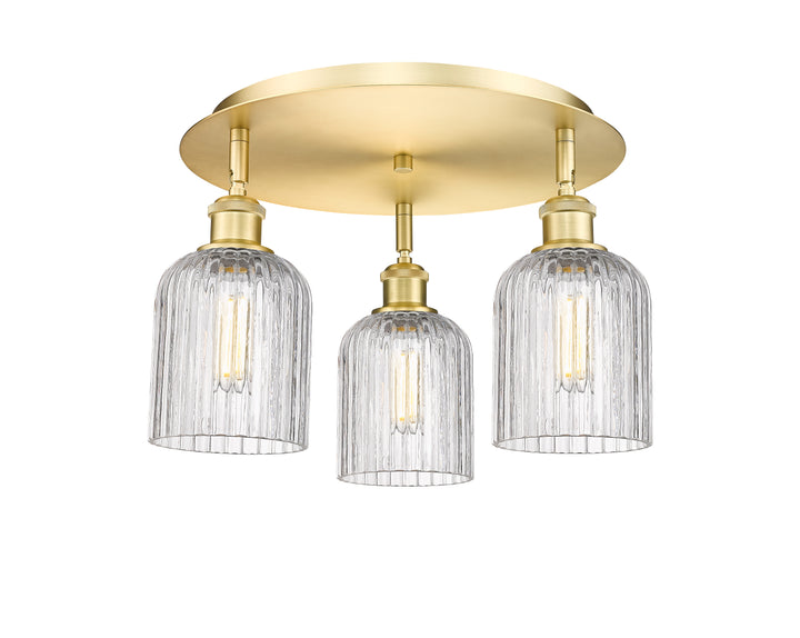 Innovations Lighting Bridal Veil 5" Flush Mount Ceiling Flush Mounts Innovations Lighting Satin Gold Clear ; Glass Type: Clear; Ribbed 