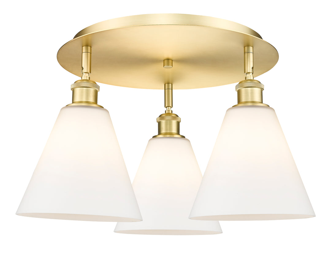 Innovations Lighting Berkshire Glass 8" Flush Mount Ceiling Flush Mounts Innovations Lighting Satin Gold Matte White ; Glass Type: White 