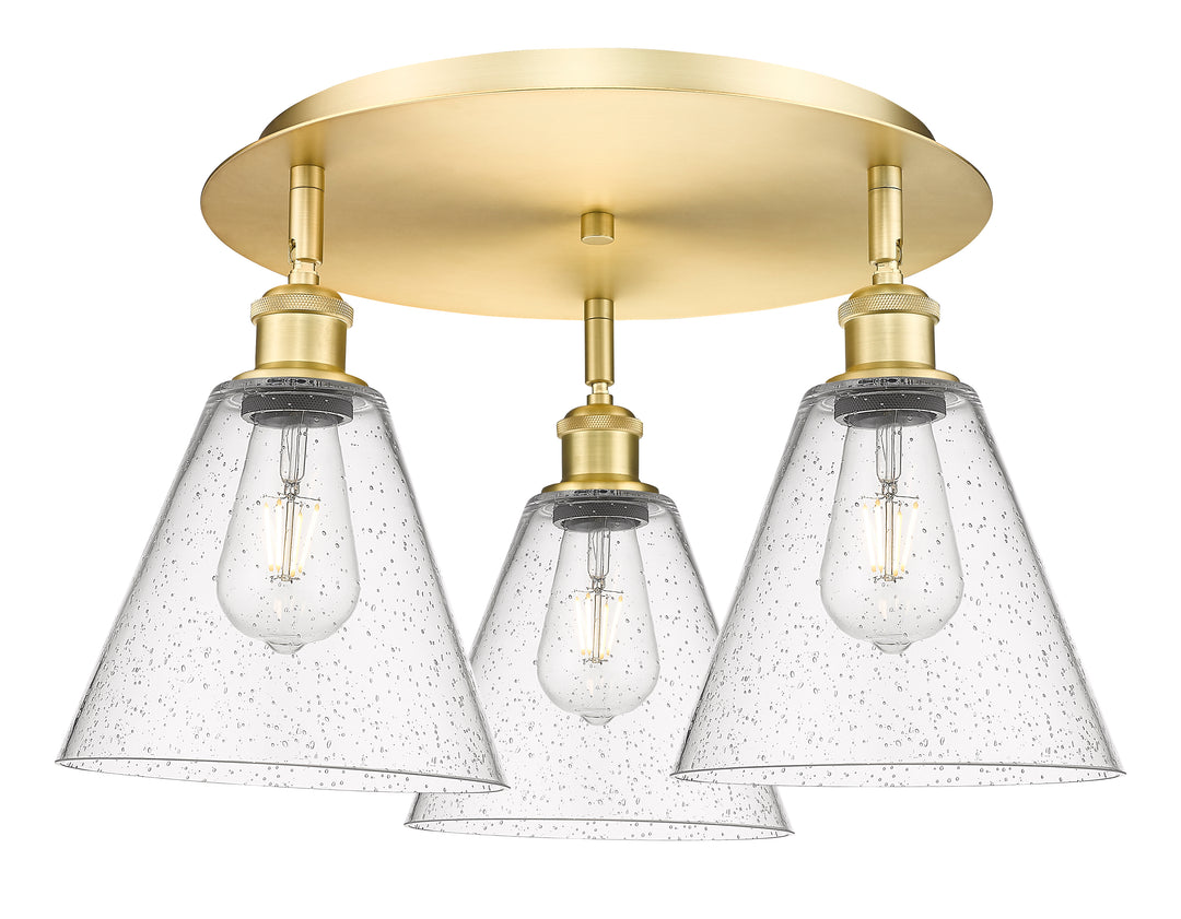 Innovations Lighting Berkshire Glass 8" Flush Mount Ceiling Flush Mounts Innovations Lighting Satin Gold Seedy ; Glass Type: Seeded 