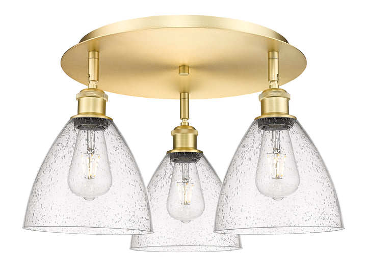 Innovations Lighting Bristol 7.5" Flush Mount - Satin Gold Ceiling Flush Mounts Innovations Lighting Seedy ; Glass Type: Seeded  