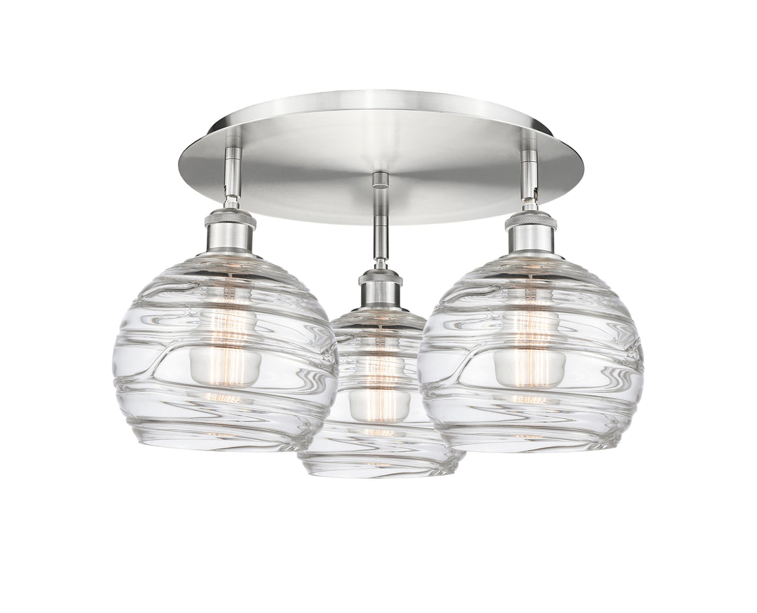 Innovations Lighting Athens Deco Swirl 8" Flush Mount Ceiling Flush Mounts Innovations Lighting Satin Nickel Clear Deco Swirl ; Glass Type: Cleat 