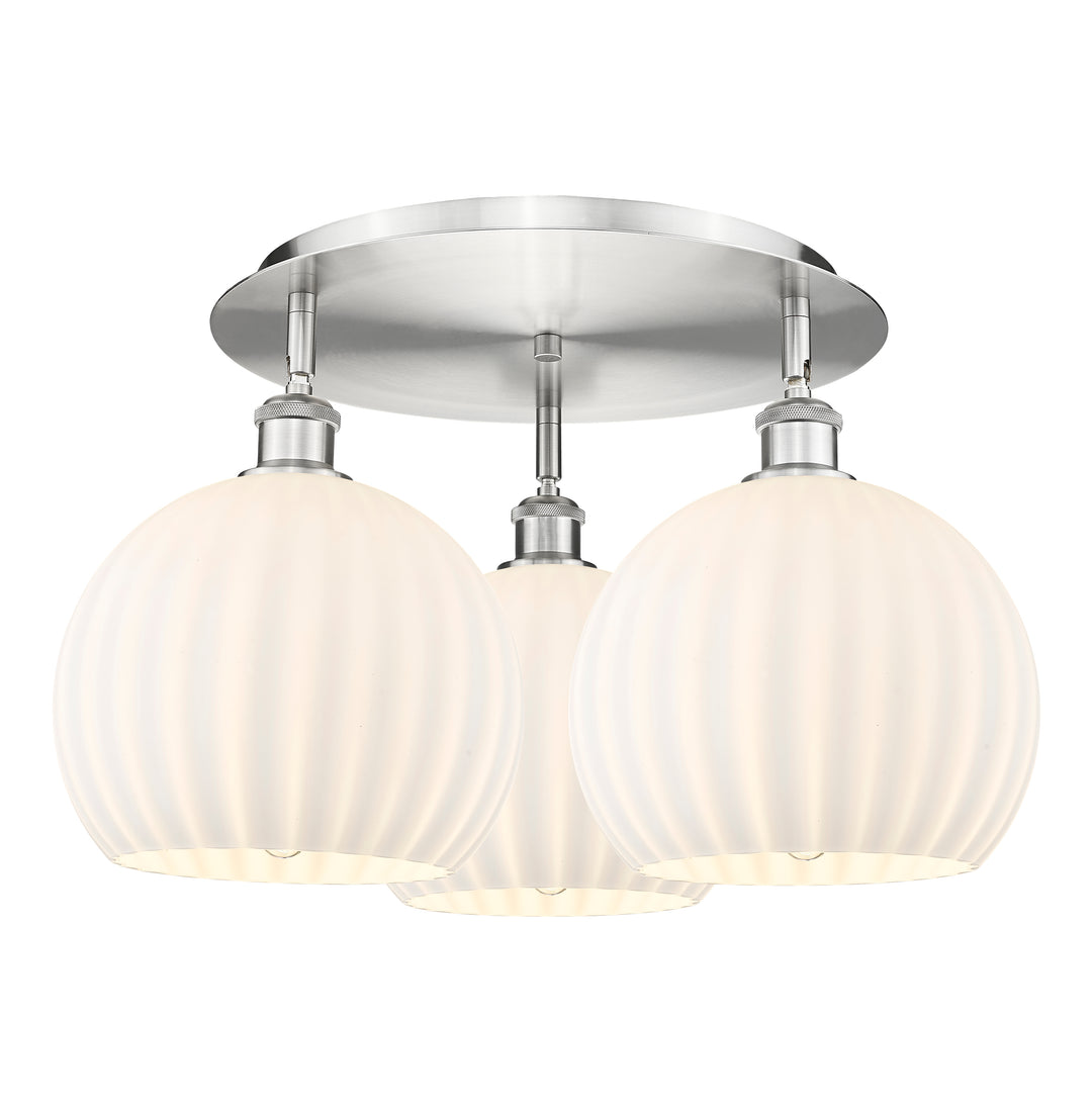 Innovations Lighting White Venetian 10" Flush Mount - Satin Nickel Ceiling Flush Mounts Innovations Lighting White Venetian ; Glass Type: White  