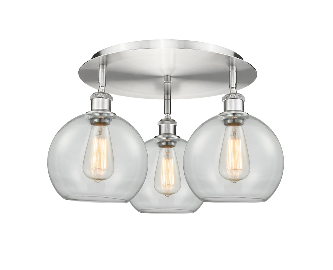 Innovations Lighting Athens 8" Flush Mount Ceiling Flush Mounts Innovations Lighting Satin Nickel Clear ; Glass Type: Clear 