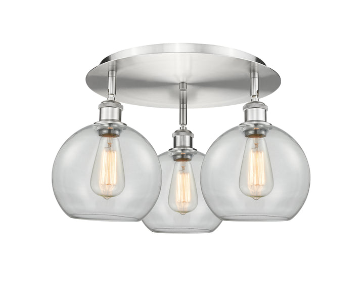 Innovations Lighting Athens 8" Flush Mount Ceiling Flush Mounts Innovations Lighting Satin Nickel Clear ; Glass Type: Clear 