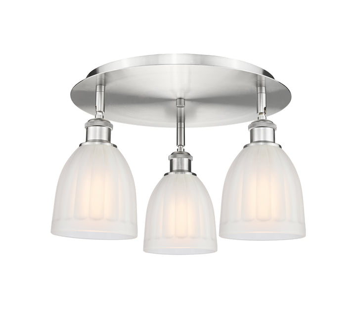 Innovations Lighting Brookfield 6" Flush Mount Ceiling Flush Mounts Innovations Lighting Satin Nickel White ; Glass Type: Frosted; Ribbed 