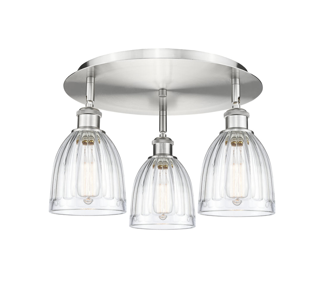 Innovations Lighting Brookfield 6" Flush Mount Ceiling Flush Mounts Innovations Lighting Satin Nickel Clear ; Glass Type: Transparent; Ribbed 