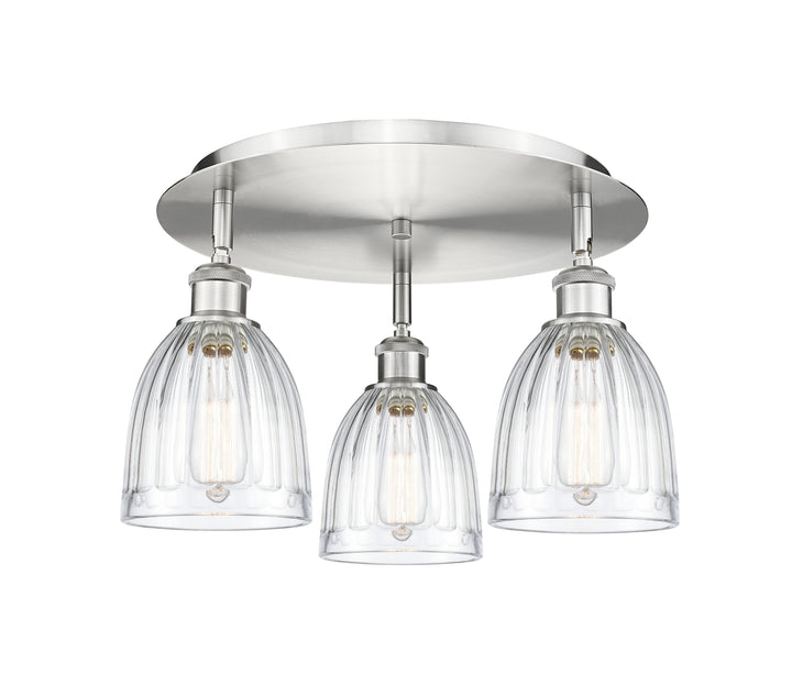 Innovations Lighting Brookfield 6" Flush Mount Ceiling Flush Mounts Innovations Lighting Satin Nickel Clear ; Glass Type: Transparent; Ribbed 