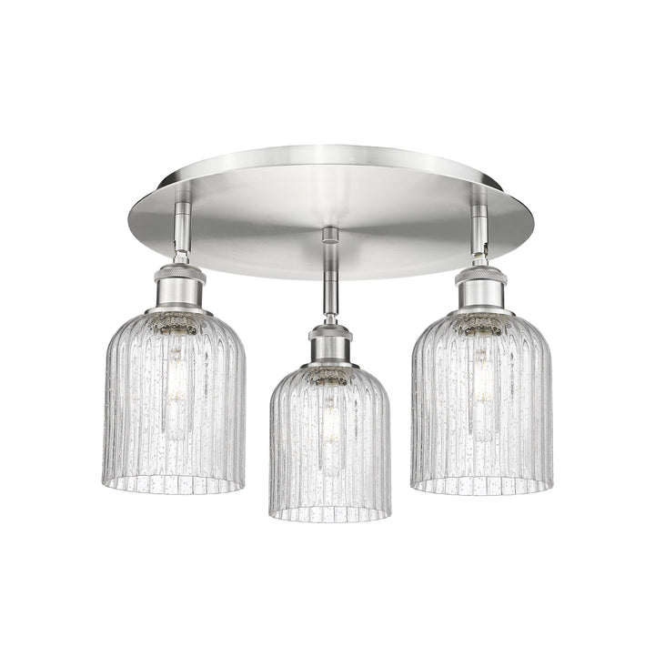 Innovations Lighting Bridal Veil 5" Flush Mount Ceiling Flush Mounts Innovations Lighting Satin Nickel Seedy ; Glass Type: Seedy; Ribbed 