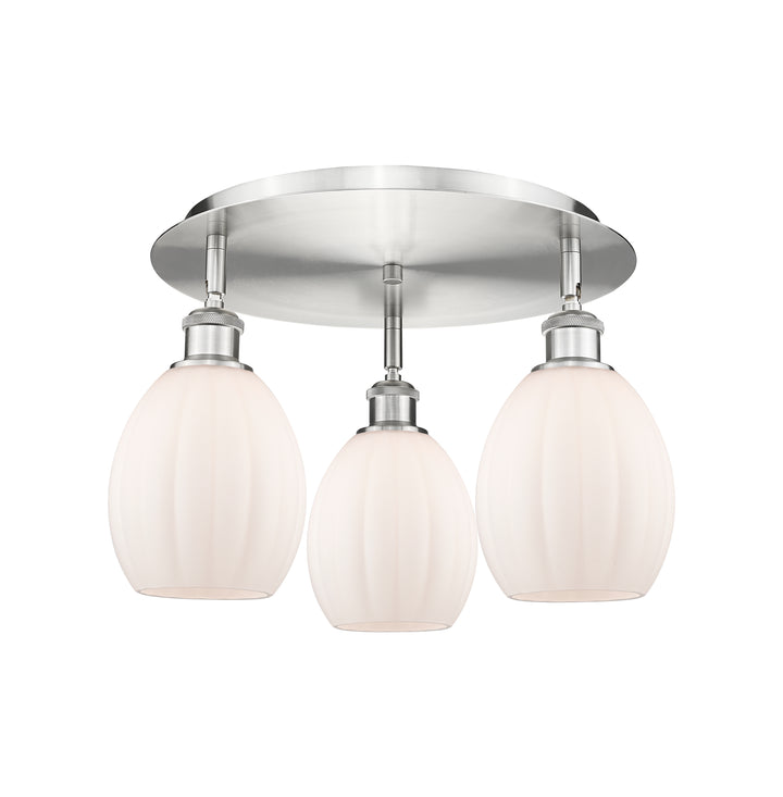 Innovations Lighting Eaton 5.5" Flush Mount - Satin Nickel Ceiling Flush Mounts Innovations Lighting Matte White ; Glass Type: White; Ribbed  