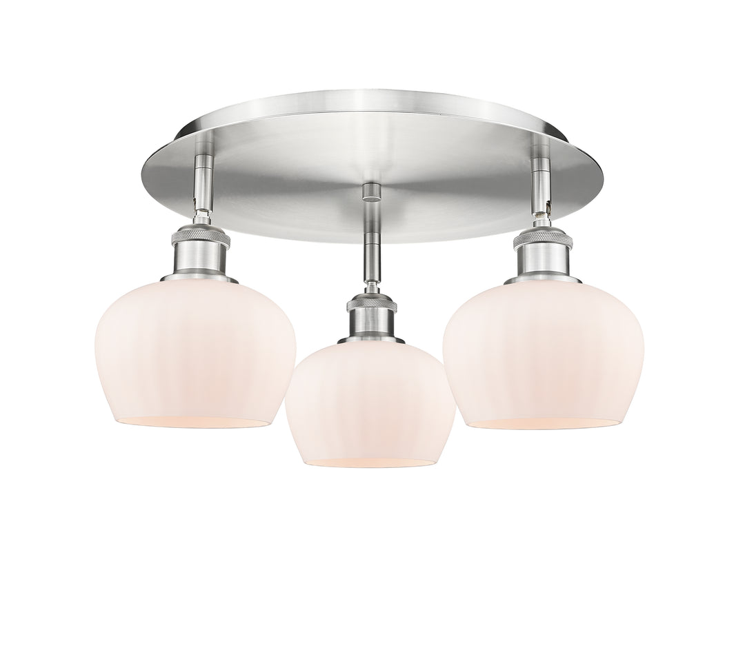 Innovations Lighting Fenton 6.5" Flush Mount - Satin Nickel Ceiling Flush Mounts Innovations Lighting Matte White ; Glass Type: White; Ribbed  