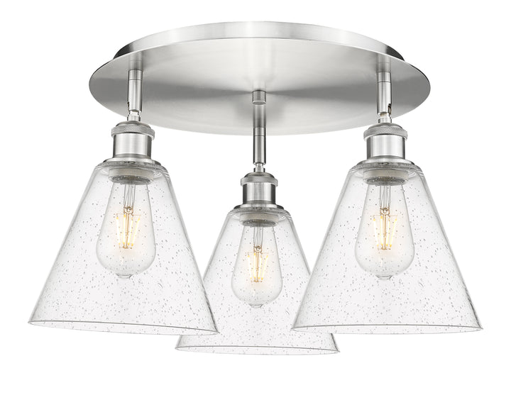 Innovations Lighting Berkshire Glass 8" Flush Mount Ceiling Flush Mounts Innovations Lighting Satin Nickel Seedy ; Glass Type: Seeded 