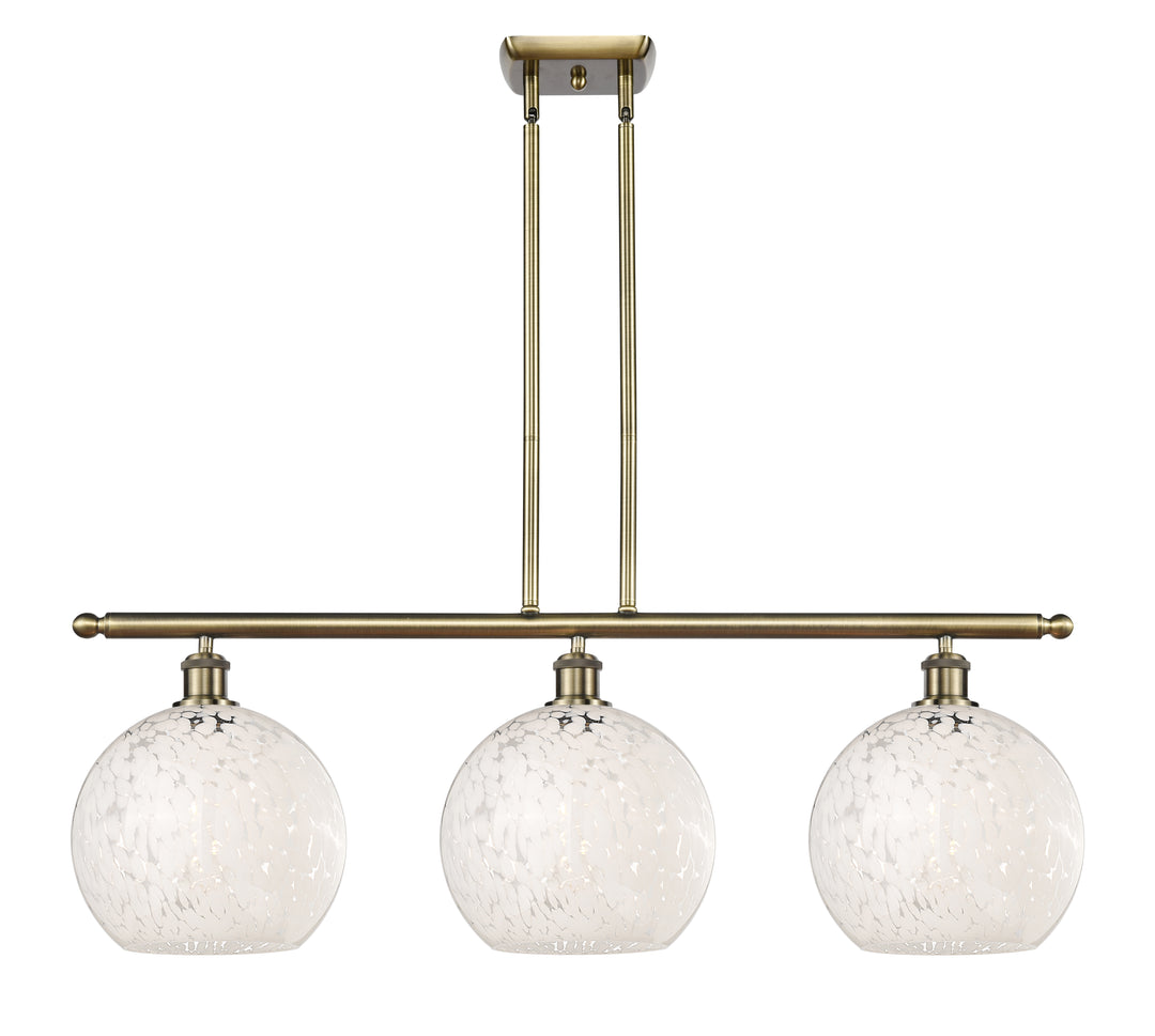 Innovations Lighting White Mouchette 10" Island Light - Antique Brass Linear Chandeliers Innovations Lighting White Mouchette ; Glass Type: White  