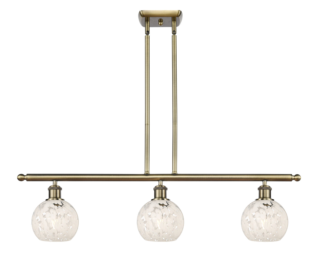 Innovations Lighting White Mouchette 6" Island Light - Antique Brass Linear Chandeliers Innovations Lighting   