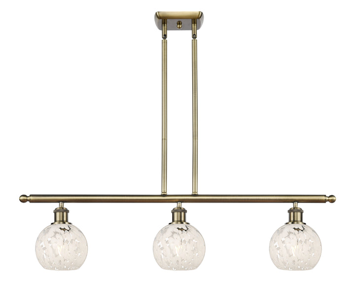 Innovations Lighting White Mouchette 6" Island Light - Antique Brass Linear Chandeliers Innovations Lighting   