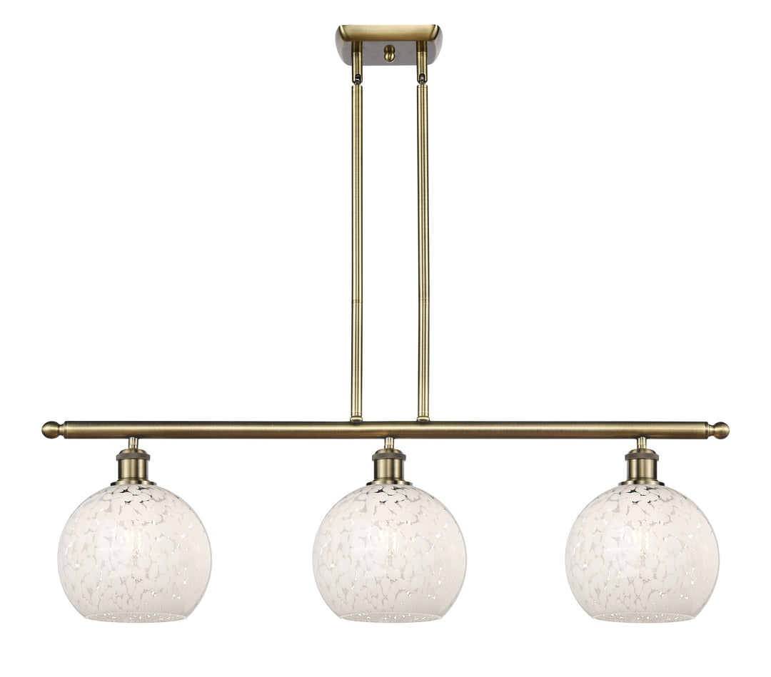 Innovations Lighting White Mouchette 8" Island Light - Antique Brass Linear Chandeliers Innovations Lighting   