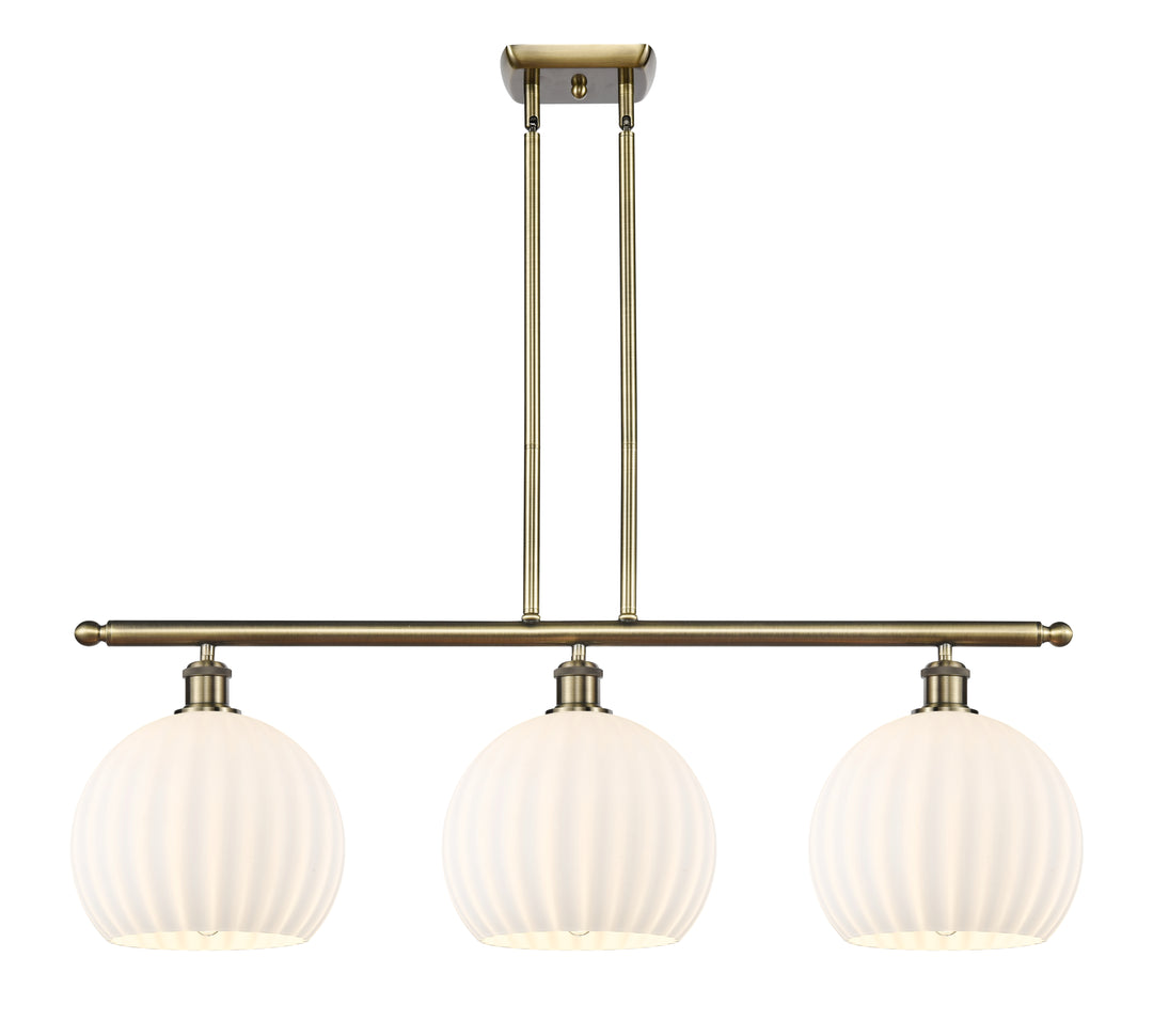 Innovations Lighting White Venetian 10" Island Light - Antique Brass Linear Chandeliers Innovations Lighting White Venetian ; Glass Type: White  