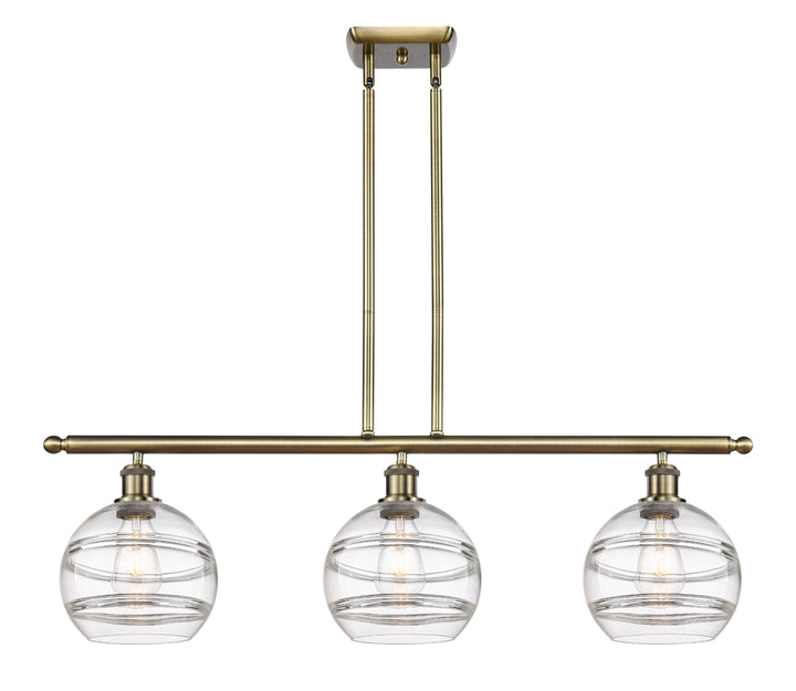 Innovations Lighting Rochester 8" Island Light - Antique Brass Linear Chandeliers Innovations Lighting Clear ; Glass Type: Clear  