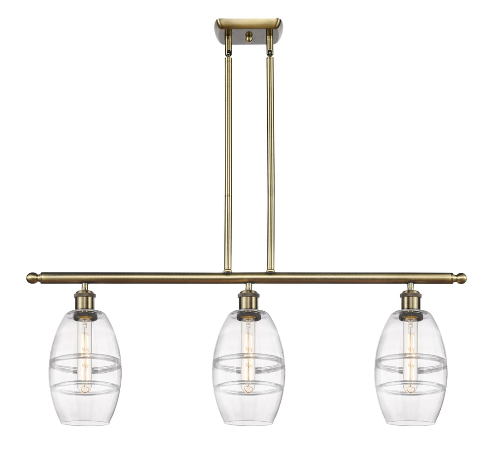 Innovations Lighting Vaz 6" Island Light - Antique Brass Linear Chandeliers Innovations Lighting Clear ; Glass Type: Clear  