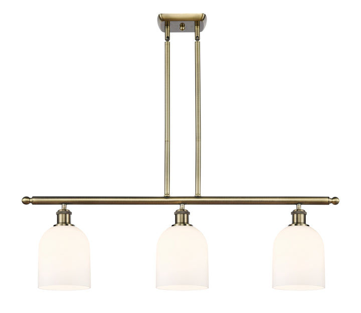 Innovations Lighting Bella 6" Island Light - Antique Brass Linear Chandeliers Innovations Lighting White ; Glass Type: White  