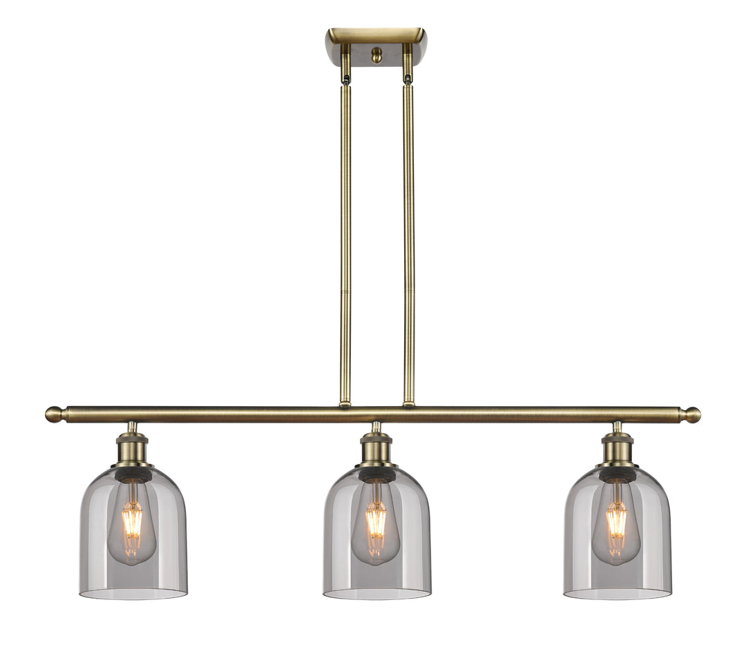 Innovations Lighting Bella 6" Island Light - Antique Brass Linear Chandeliers Innovations Lighting Light Smoke ; Glass Type: Smoked  