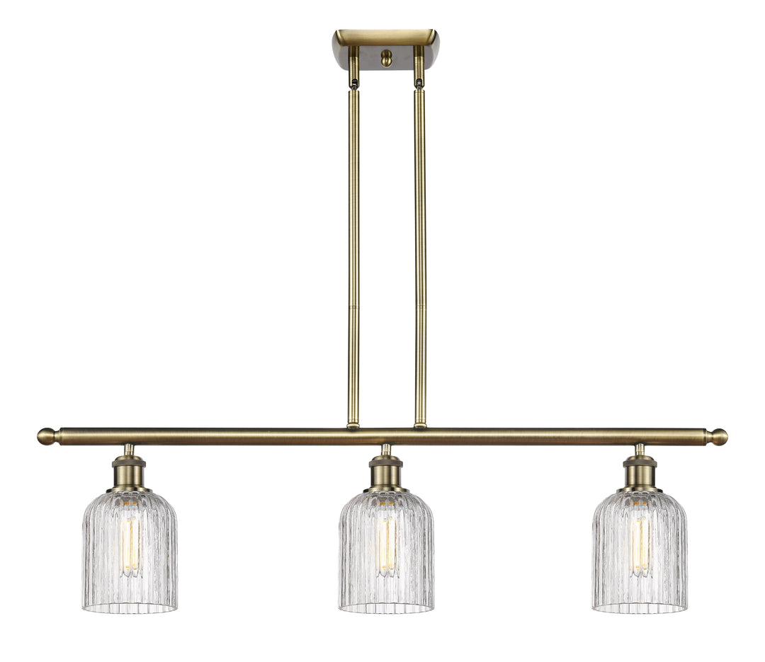 Innovations Lighting Bridal Veil 5" Island Light - Antique Brass Linear Chandeliers Innovations Lighting Clear ; Glass Type: Clear; Ribbed  