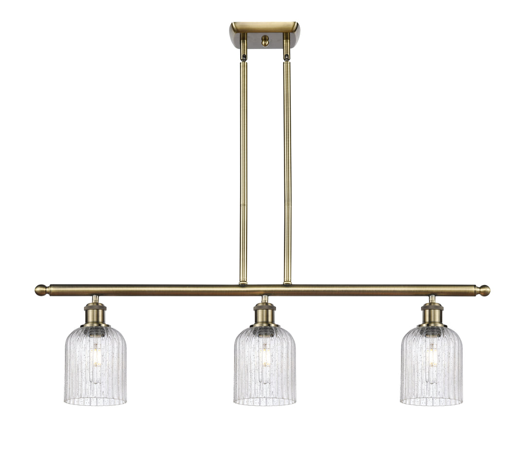 Innovations Lighting Bridal Veil 5" Island Light - Antique Brass Linear Chandeliers Innovations Lighting Seedy ; Glass Type: Seedy; Ribbed  