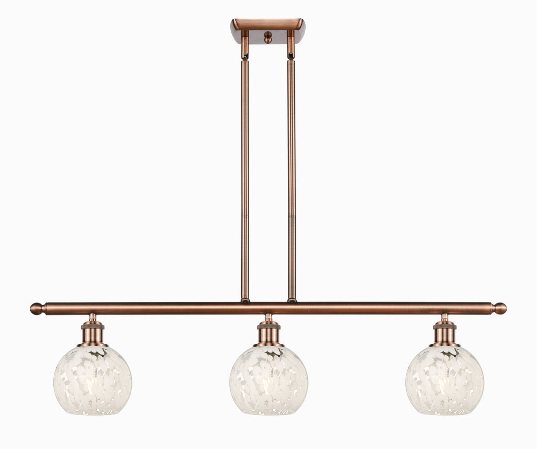 Innovations Lighting White Mouchette 6" Island Light - Antique Copper Linear Chandeliers Innovations Lighting   