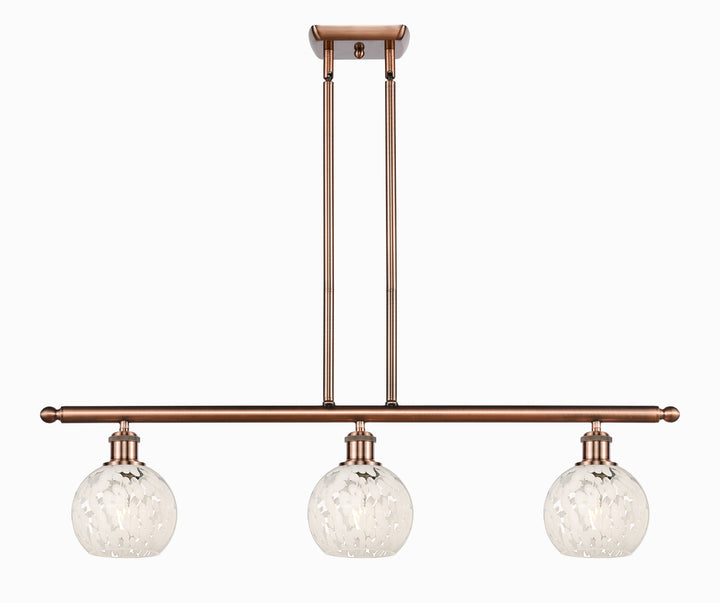 Innovations Lighting White Mouchette 6" Island Light - Antique Copper Linear Chandeliers Innovations Lighting   