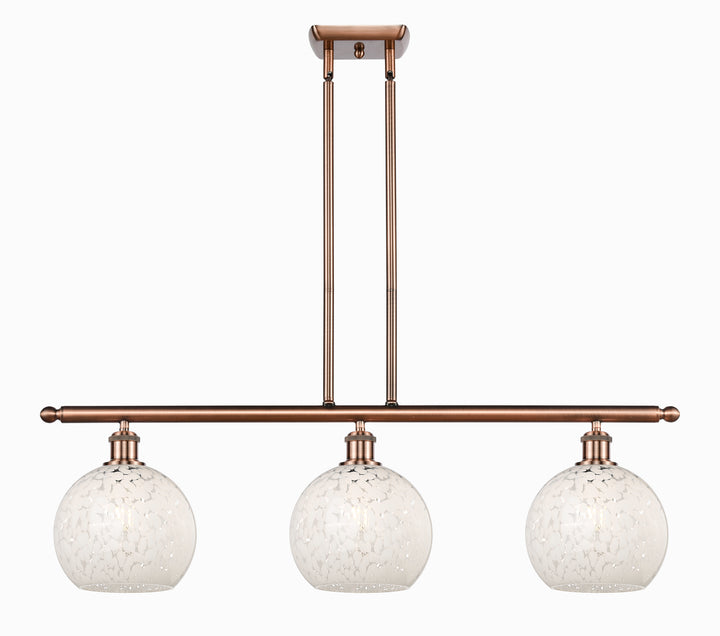 Innovations Lighting White Mouchette 8" Island Light - Antique Copper Linear Chandeliers Innovations Lighting   