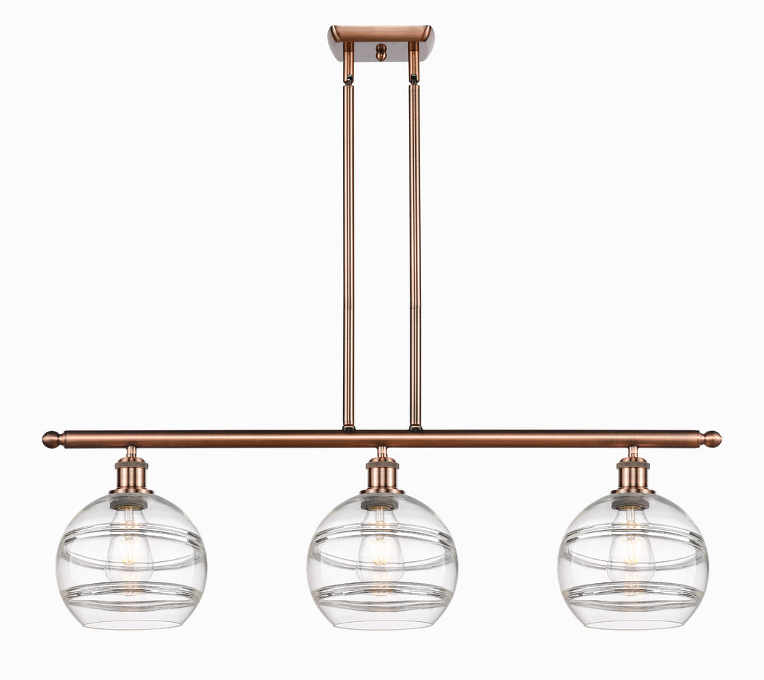 Innovations Lighting Rochester 8" Island Light - Antique Copper Linear Chandeliers Innovations Lighting Clear ; Glass Type: Clear  