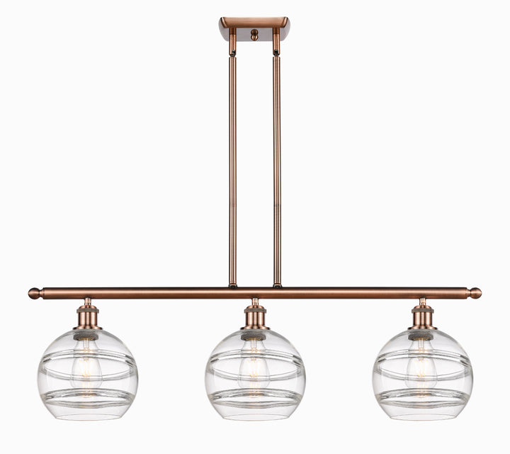 Innovations Lighting Rochester 8" Island Light - Antique Copper Linear Chandeliers Innovations Lighting Clear ; Glass Type: Clear  